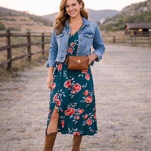 Agnes & Dora Kaftan Maxi Dress Aqua Bohemian Pattern Drawstring Waist